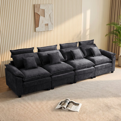 134.6" Wide Cloud Modern Four-Seater Sofa with Removable Headrests