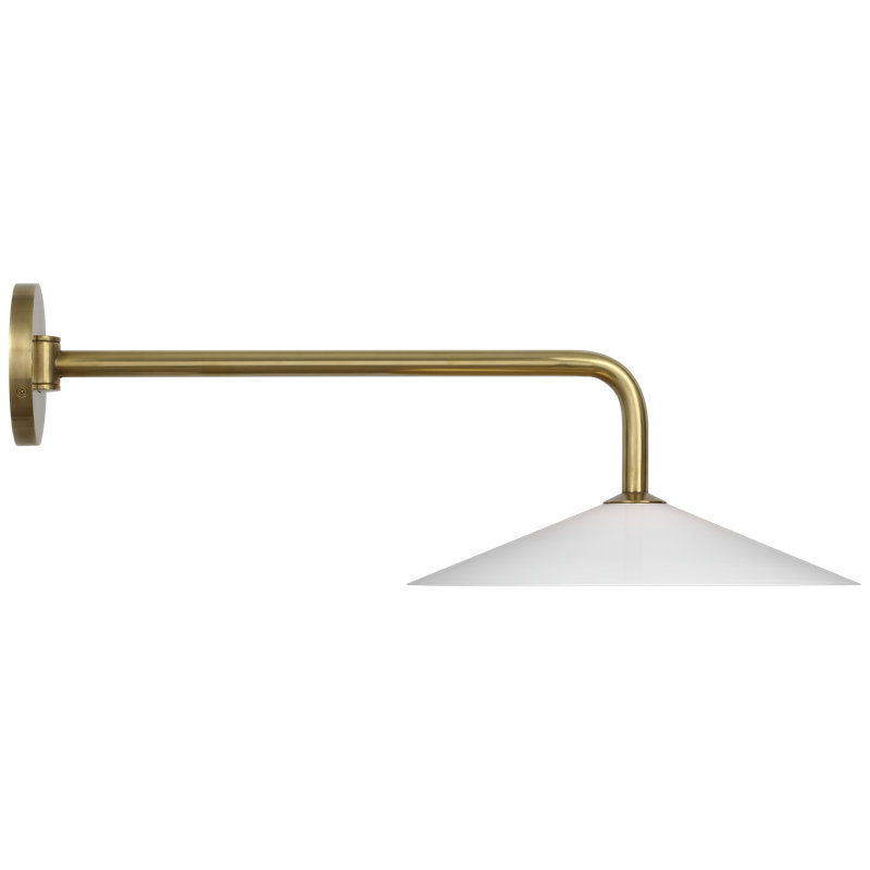 Amber Lewis Ponce 9" Sconce, Hand-Rubbed Antique Brass, White, 8.5" H x 13" W x 23.75" D