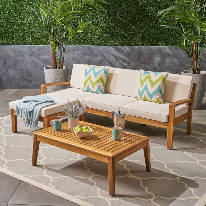 Ensemble de conversation modulaire avec coussins 5 pièces Tandon, Beige