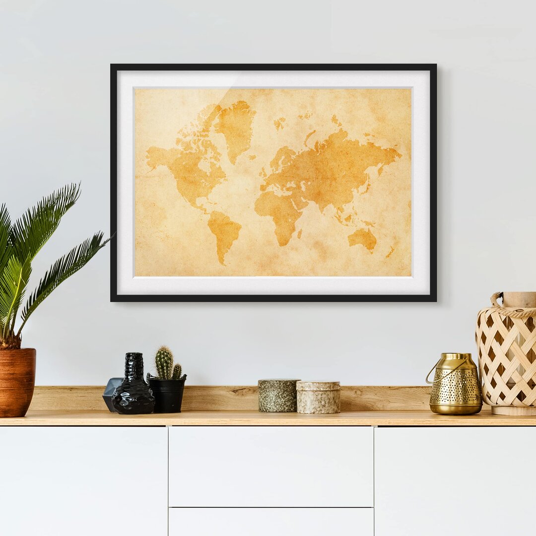 Gerahmtes Poster Vintage World Map