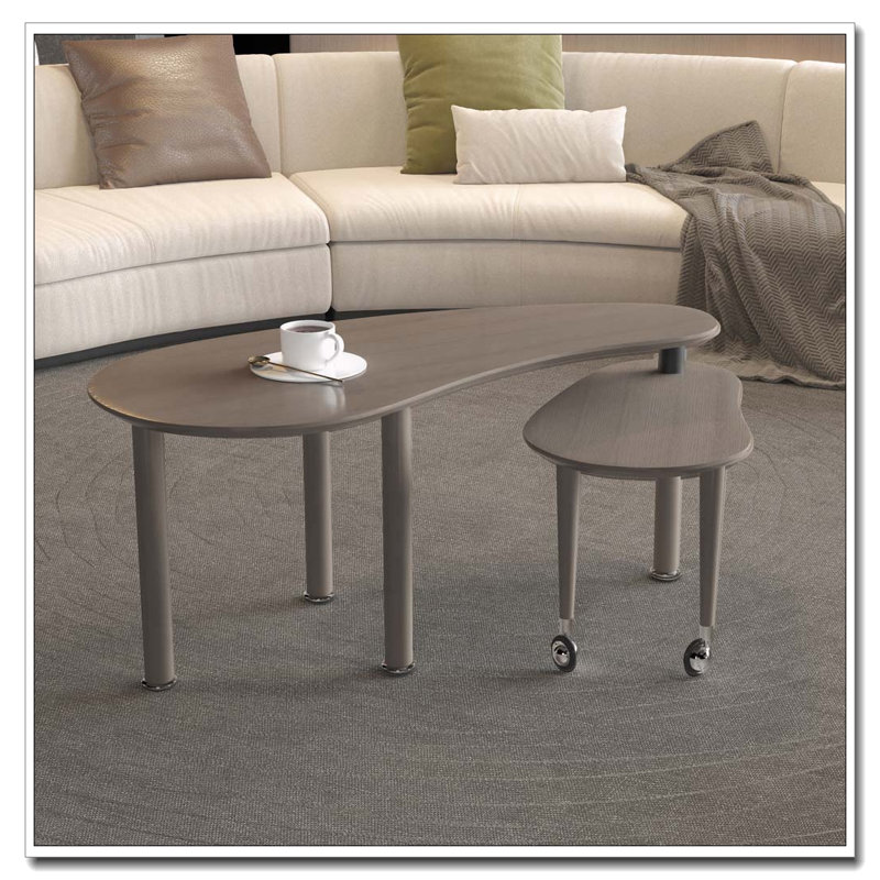 Table basse rotative avec pieds en bois d'hévéa massif, Marron foncé, Marron foncé