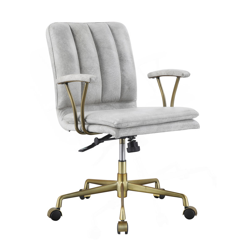 Damir Vintage White Top Grain Leather Office Chair
