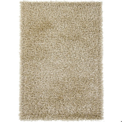 Heston Authentic Hand Woven Handmade Beige Modern Abstract Polyester Shag Area Rug