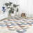 Dila Modern Hearts Geometric Machine-Washable Ivory/Blue/Orange Rug-1172625604