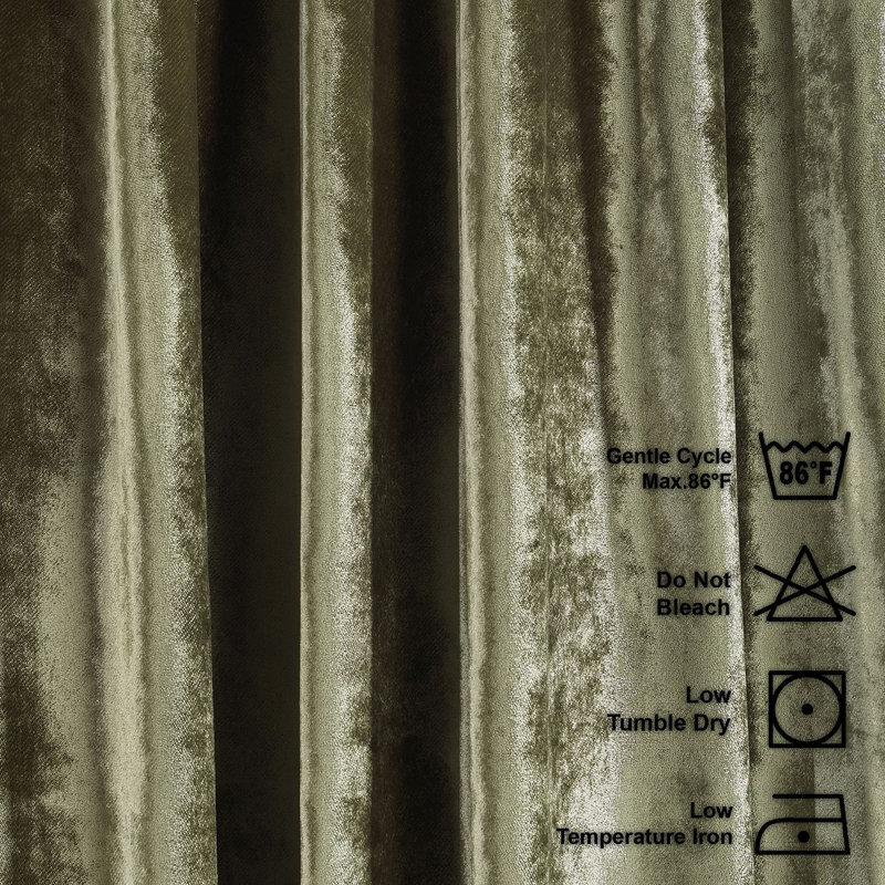 Velvet Semi Sheer Single Curtain Panel, Olive Green, 130cm Width x 200cm Drop
