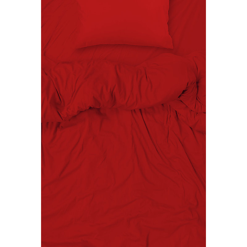 Ensemble de draps en rayonne de bambou Hotel Quality, Simple + 2 taies d'oreiller, Rouge