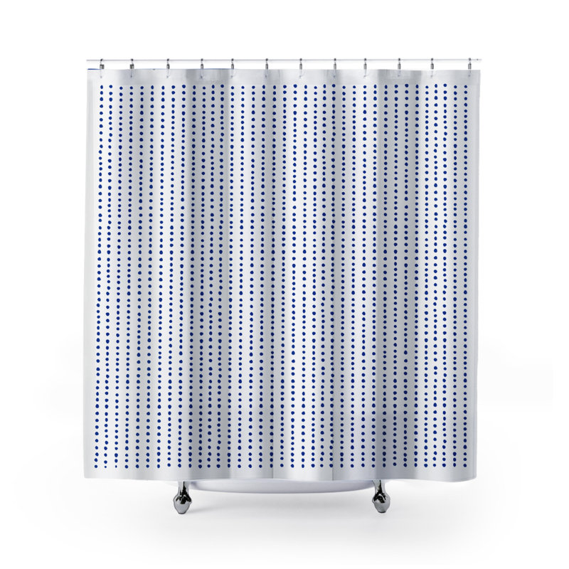 Thora Dots Mid-Century Shower Curtain, Navy