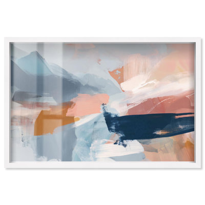 Crashing Tide I Shadowbox Print Blue Abstract Decor par Art Remedy, cadre blanc, 46 x 31