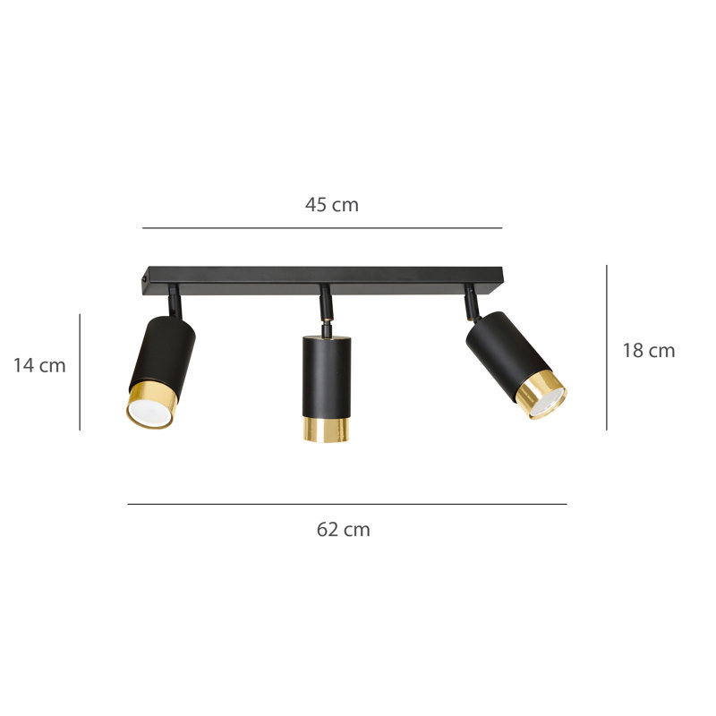 Cromwell 62cm 3 -Light Track Kit, Gold, Black