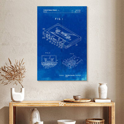 Faded Blueprint Cassette Tape Patent Poster