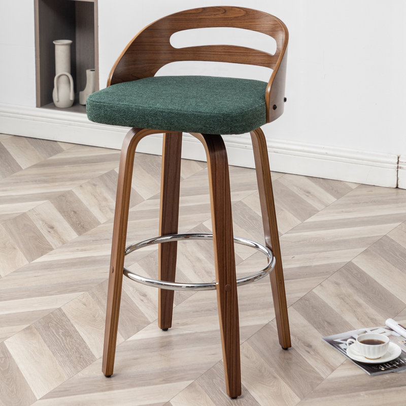 Tabouret de bar pivotant moderne Mahtab, Vert, Tabouret de bar (siège d'une hauteur de 30,31 po)