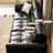 Black Genuine Leather Modular Sofa cushion couch