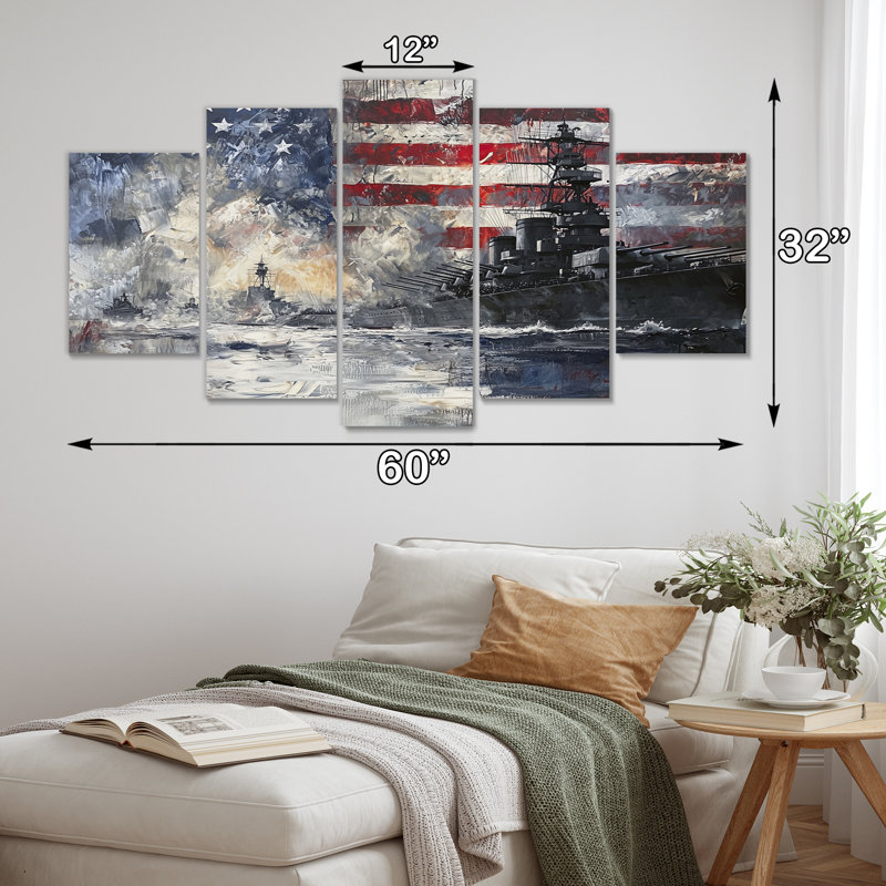 Pearl Harbor et Patriot Memories II - art mural américain - art mural traditionnel pour le salon, 5 pièces