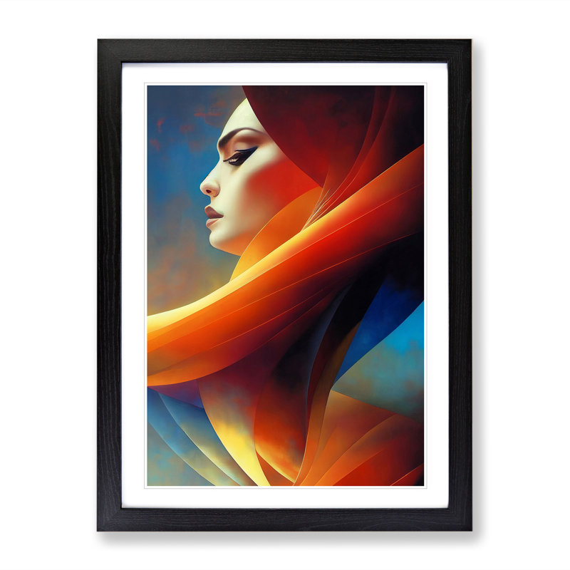 XV1022-5313X Woman in Flames 1 Piece Single Picture Frame Wall Art, 34cm H x 25cm W x 2cm D, Black