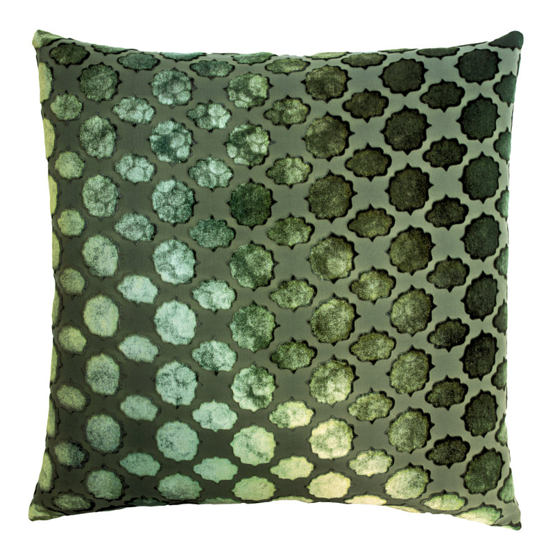 Mod Fretwork Square Velvet Pillow Cover & Insert, 22" x 22", Evergreen