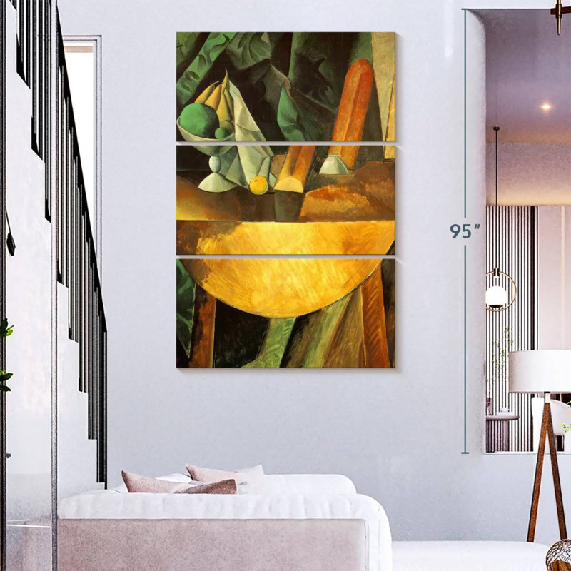 Avery pain et plat de fruits sur une table, H 74 po x l 48 po