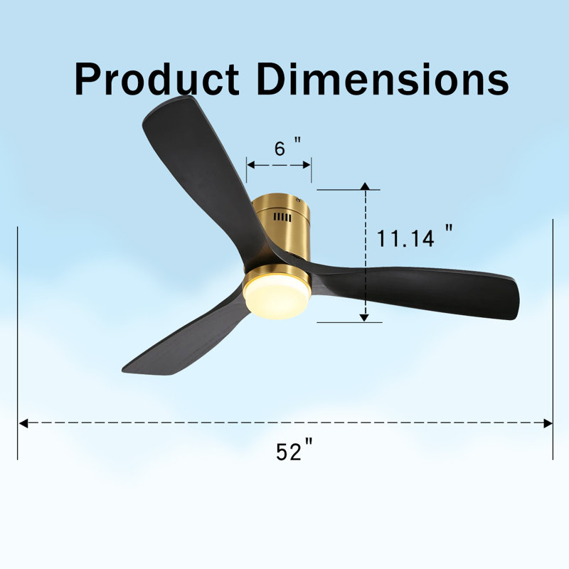 52 - Ventilateur de plafond, Noir, Or