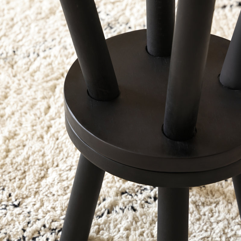 Solid Wood Accent Stool, Black