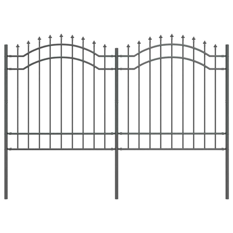 Vidaxl Garden Fence Powder-Coated Steel, Grey, 240cm H x 165cm W x 3.2cm D