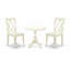 L'ensemble de salle à manger 3 pièces comprend 1 table à piédestal et 2 chaises en bois blanc avec double dossier en X - finition lin blanc-941983531-941983534-941983532