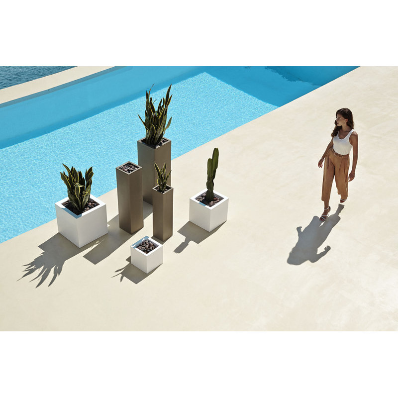 Square Tower Planter, Ecru, 31.5" H x 7.75" W x 7.75" D