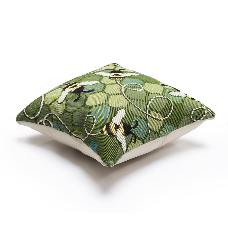 Marina Bee Free Indoor/Outdoor Throw Pillow, Green, 12" x 18"