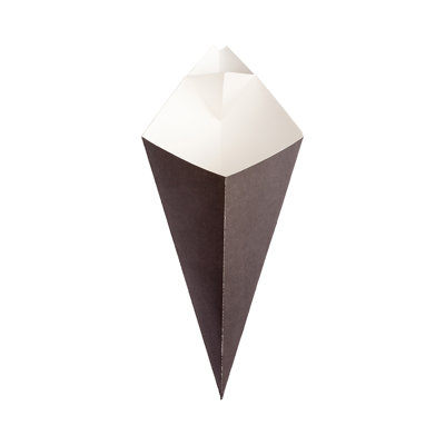 Restaurantware-Conetek 10-Inch Eco-Friendly Black Finger Food Cones with Built-in Condiment Dipping Pocket: Perfect for Appetizers - Food-Safe Paper Cone - Disposable and Recyclable - 100-CT