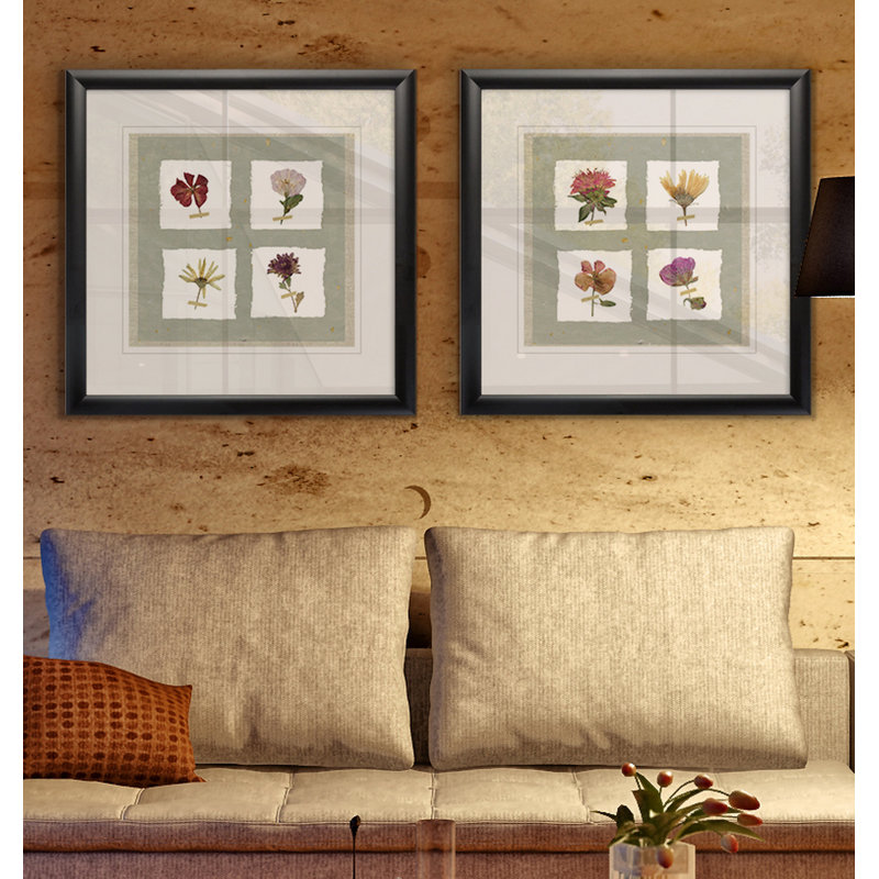 Pressed Blooms I - ensemble de 2 reproductions de cadres photo, Cadre noir