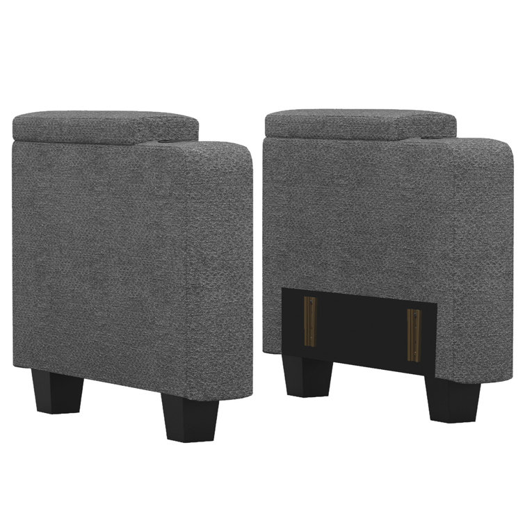 Chenille Stable Solid Wood Armrest Module With Cup Holder For Sectional Module Sofa