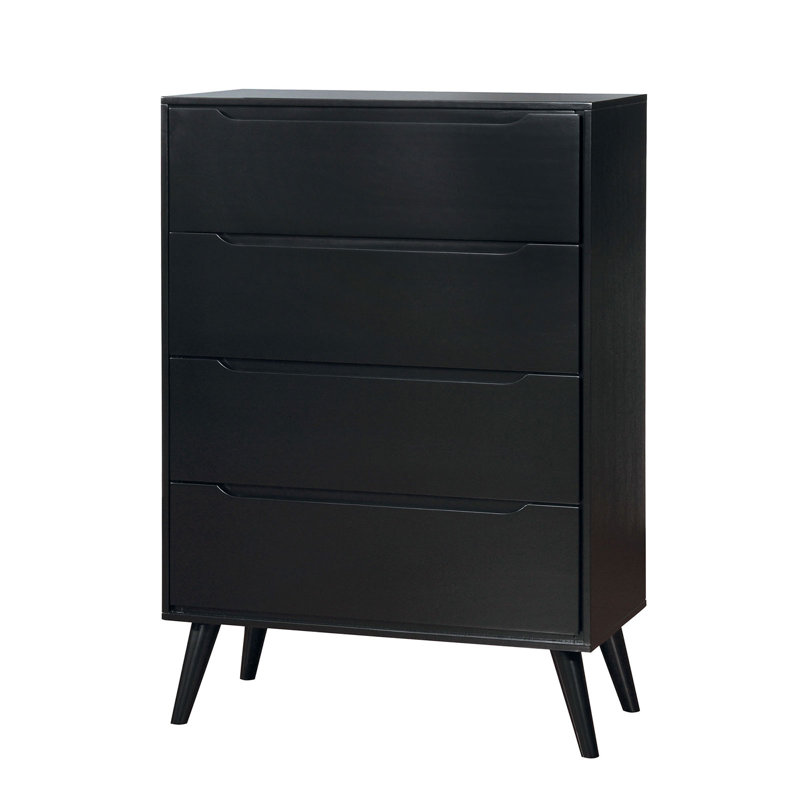 Commode 4 tiroirs Chilowee, Noir