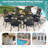 10-piece Outdoor Furniture Dining Set, All Weather Cast Aluminum Patio Garden Set With 8 Cushioned Chairs, 61" Round Patio Dining Table With Detachable Lazy Susan, 2" Umbrella Hole-1283568938