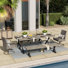 Ensemble de salle à manger 6 personnes en métal avec trou pour parasol Allure Patio