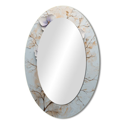 Purple Blooming Petunias Melody I - Purple Oval Wall Mirror Decor