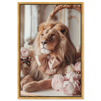 Art mural encadré "Gentle Vanity Lion" par Art Remedy, cadre blanc, 24 x 36