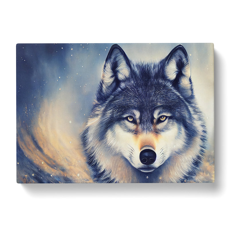 XXX-H1022-WF-10257X Wolf Art Painting - Wrapped Canvas Painting, 35cm H x 50cm W x 3cm D