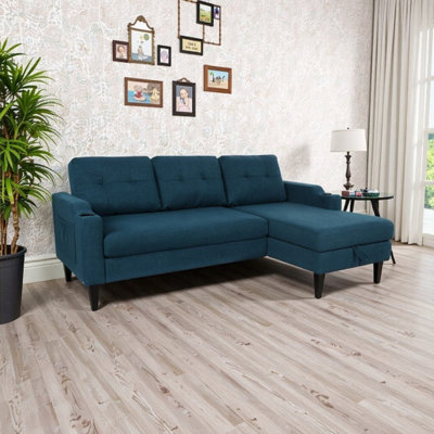 74.8" W x 49.21" D x 31.5" H Fabric Storage Sofa With Solid Wood Frame And Metal-Plastic Legs
