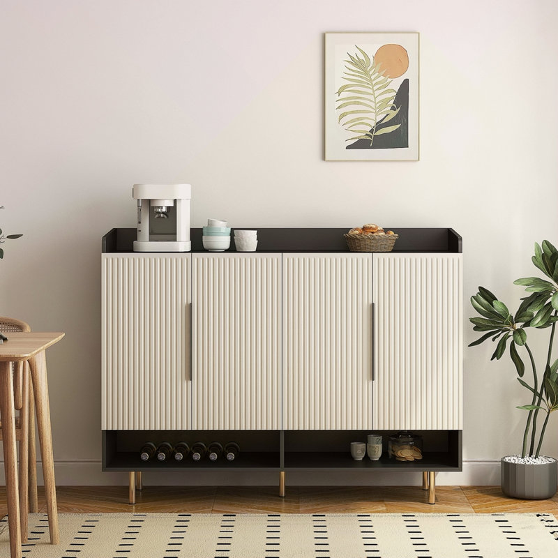 Sideboard,Shoe Cabinet With 4 Doors Large Modern Shoe Storage Organizer Cabinet With Adjustable Shelves For Entryway Shoe Rack Cabinet For Living Room, Bedroom