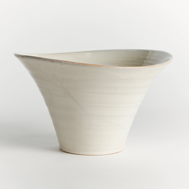 Ondula Stoneware Undulating Texture Thin-Profile Pot Large