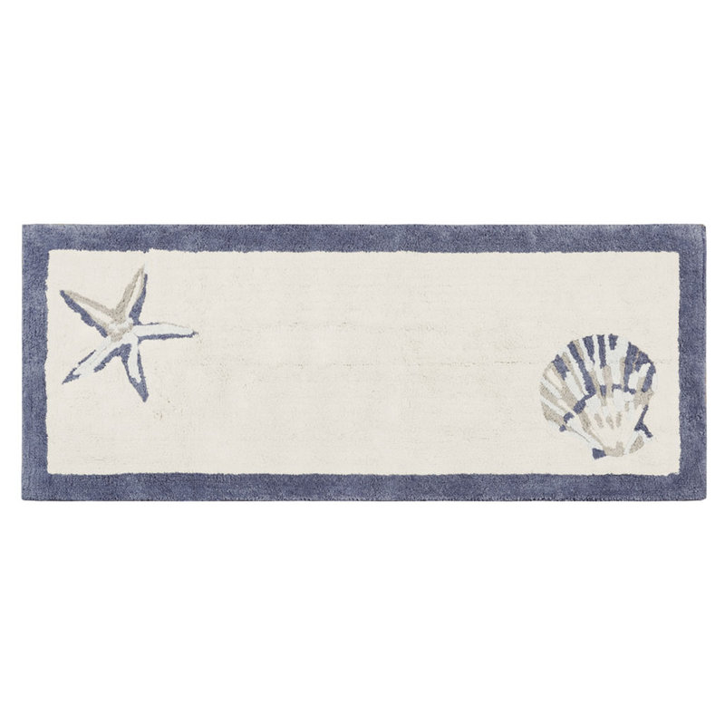 Bayside Blue and Taupe Cotton Tufted Bath Rug Set