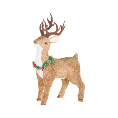 Figurine renne brun avec collier