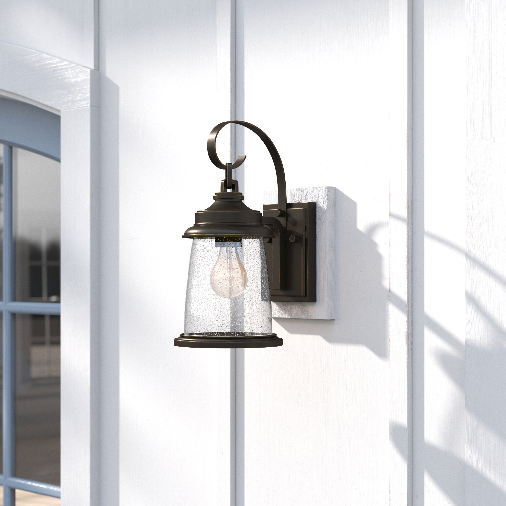 Single Light Bell Outdoor Wall Light, Antique Pewter, 21" H x 10.88" W x 13.13" D