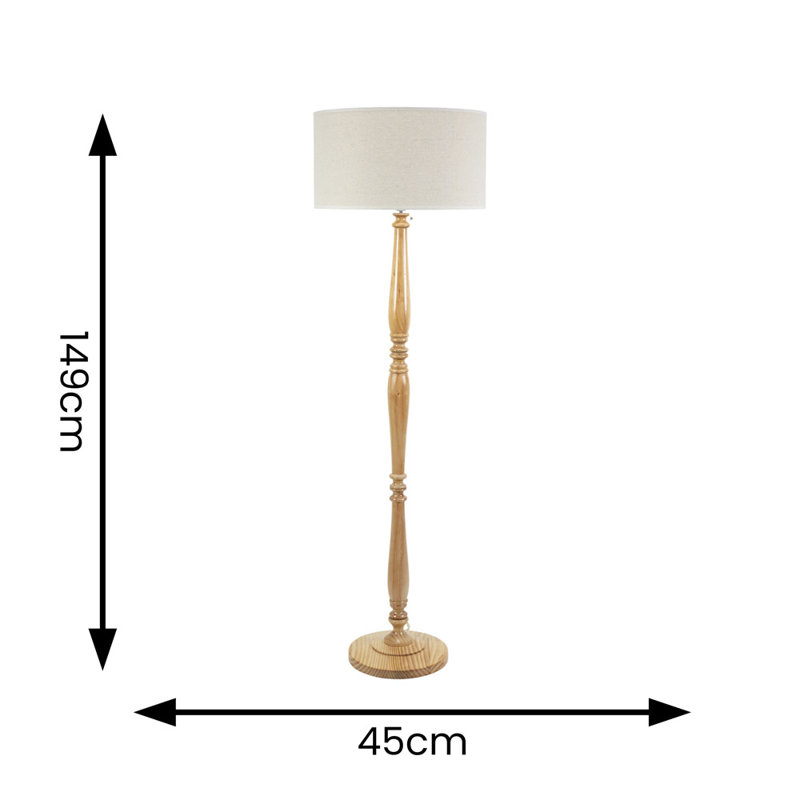 Ardeha 149cm Natural Traditional Floor Lamp, No