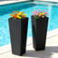 Ensemble de 2 jardinières en résine de 81 cm de hauteur, imitation rotin, avec pots intérieurs amovibles. Ces pots modernes et résistants aux intempéries conviennent à une utilisation intérieure et extérieure.-1973300928