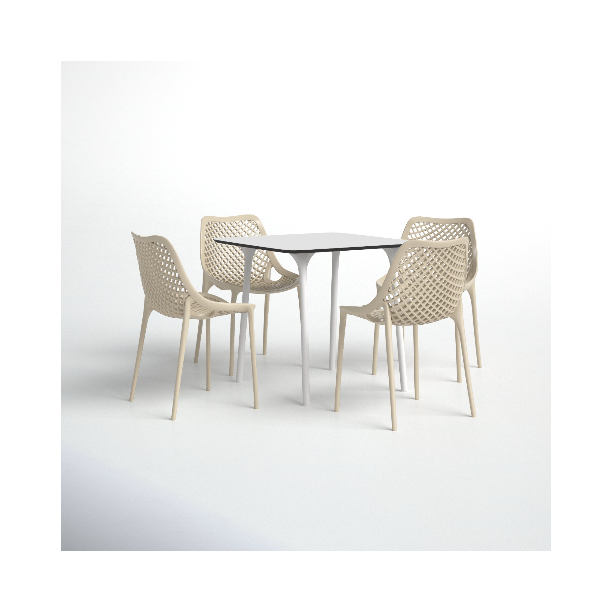 Farrah 4 - Person Patio Dining Set with Square Table, White/Taupe