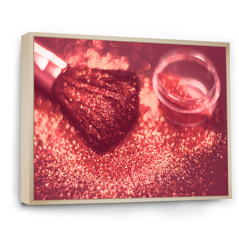Red Glitter Sparkle - œuvre d'art sur toile Glam, H 30 po x l 40 po, Cadre flottant brun