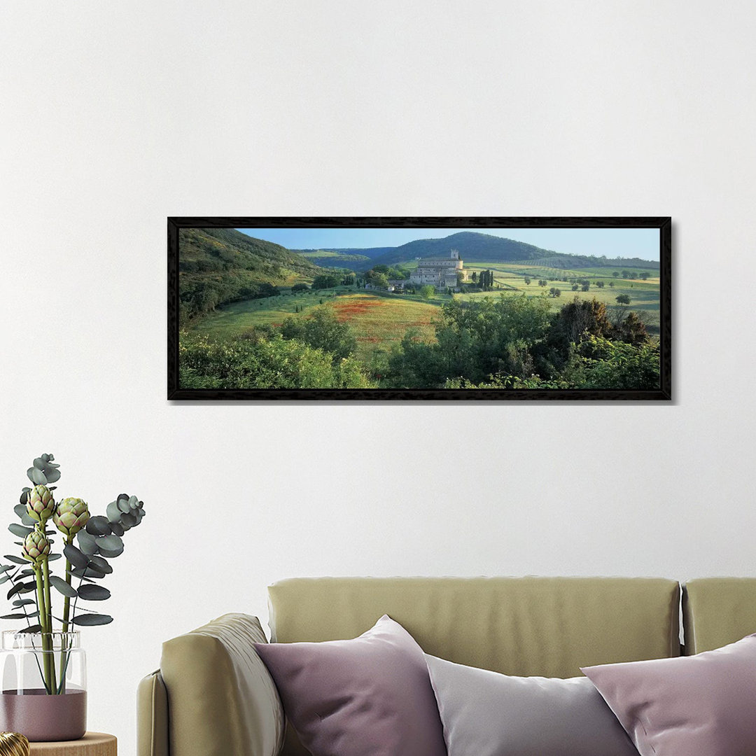 High Angle View Of A Church, Abbazia Di Sant'Antimo, Tuscany, Italy von Panoramic Images - Floater Frame Panoramic Galle...