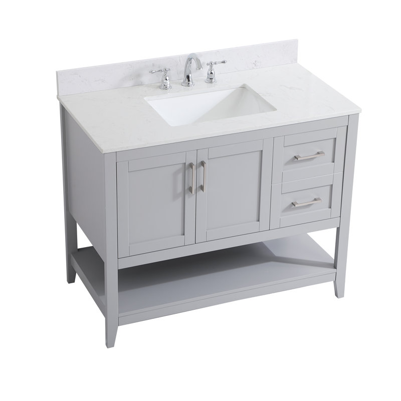 Scottsbluff 42'' Single Bathroom Vanity with Engineered Marble Top, Gray