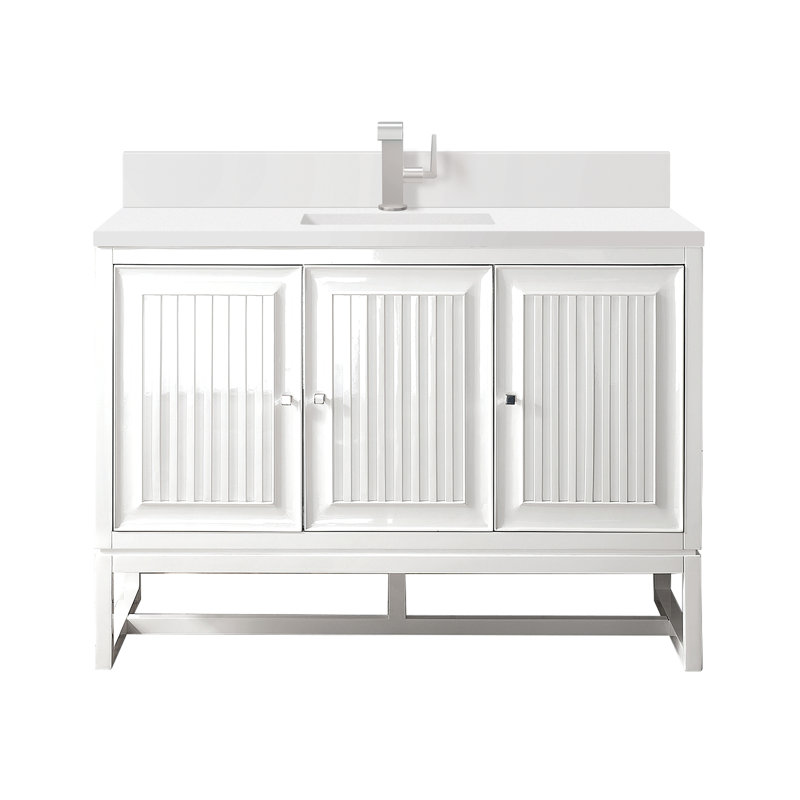 Athens 48'' W Single Vanity, Glossy White, White Zeus, 8" Widespread