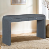 Rustic Entryway Console Table With Fluted Drawer Front – Sturdy Wood Sofa Table With Curved Corners & Chunky Legs
