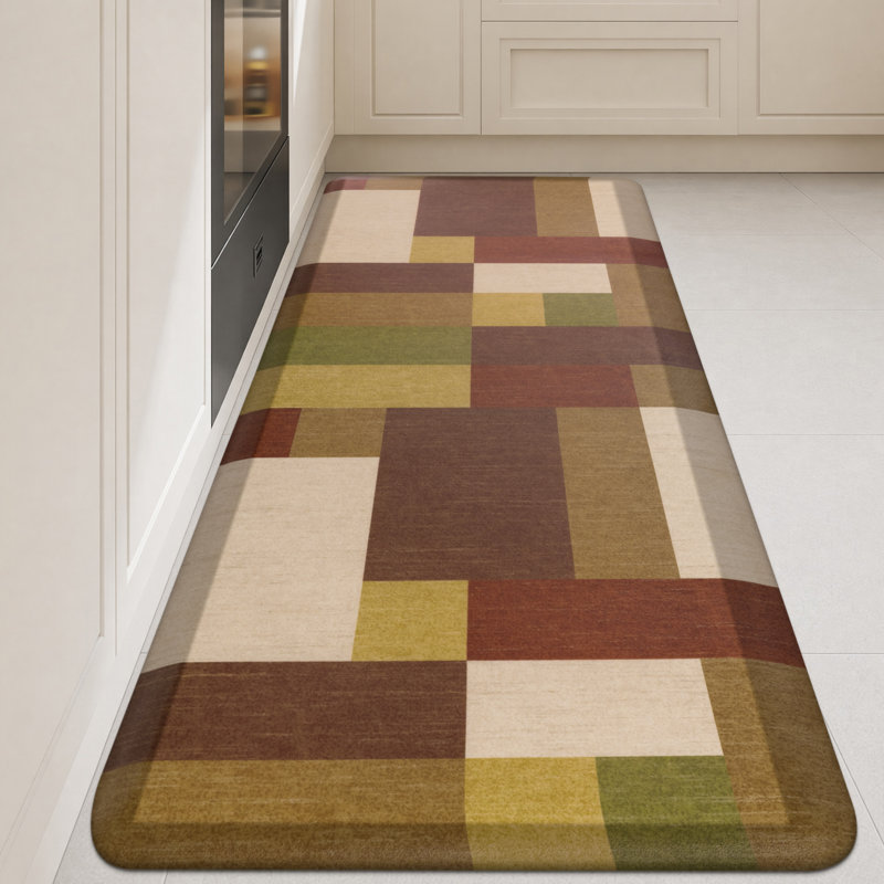 Tapis de cuisine antidérapant, Tapis de couloir 22 po x 54 po, Rouge / noir / ocre
